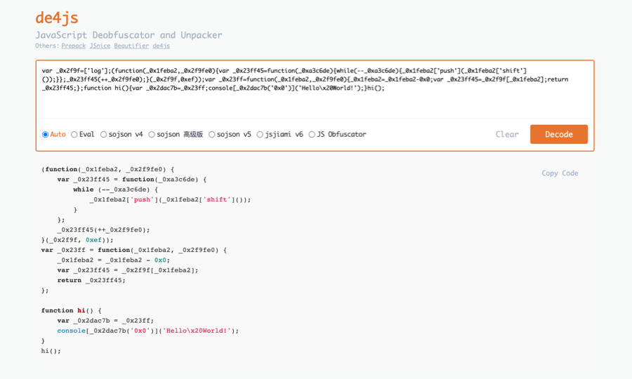 De4js - JavaScript Deobfuscator